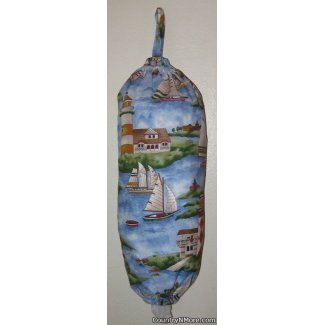 scenic lighthouse sailboat grocery bag holder