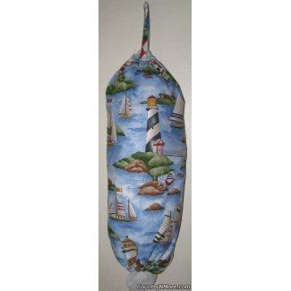 scenic sailboat lighthouse grocery bag holder