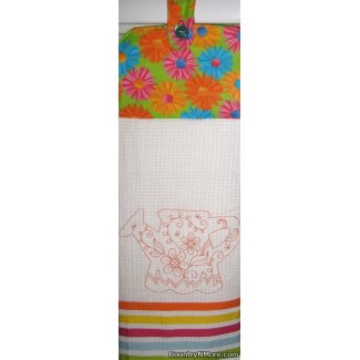 embroidered watering retro flower oven door towel