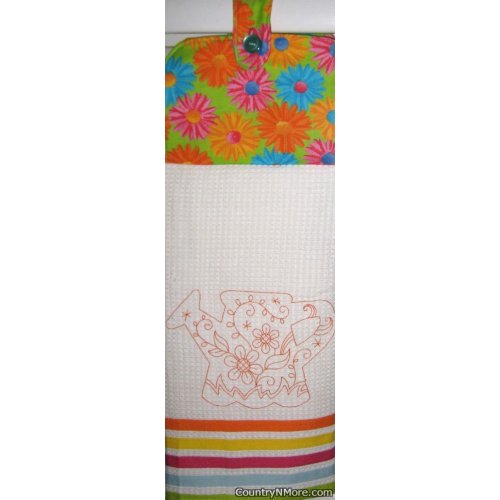 embroidered watering retro flower oven door towel