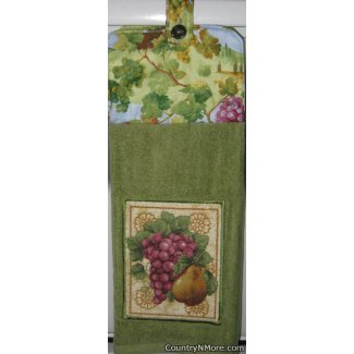 appliqued pear grape oven door towel