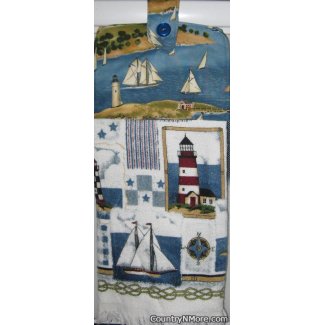 scenic lighthouse sailboat ocen oven door towel