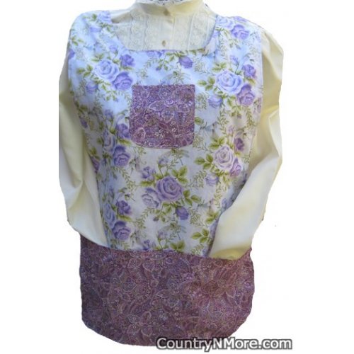 purple roses paisley cobbler apron