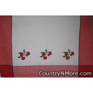 vintage cherry kitchen tea towel red