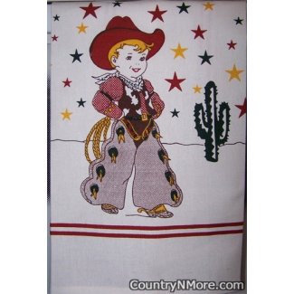 vintage cowboy kitchen tea towel