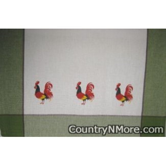 vintage rooster kitchen tea towel green