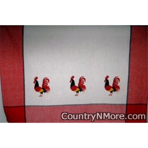 vintage rooster kitchen tea towel red