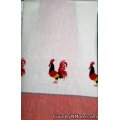 vintage rooster kitchen tea towel red