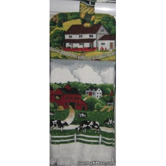 cows grazing farm 4 oven door towel