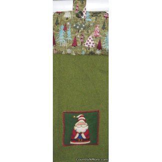 appliqued snowman oven door towel green