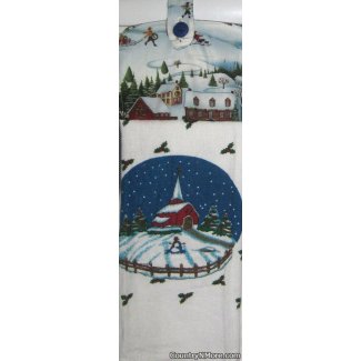 winter town scene oven door towel 1339