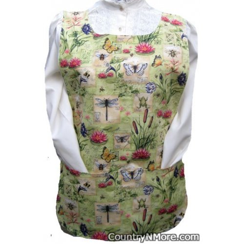 dragonflies butterflies lily pad rose cobbler apron