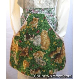 cat family flower clothespin waist apron