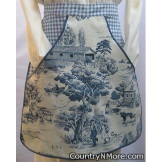 vintage toile country clothespin waist apron