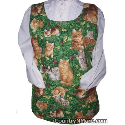 cat family flower cobbler apron