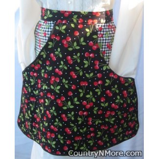 vintage cherry clothespin waist apron