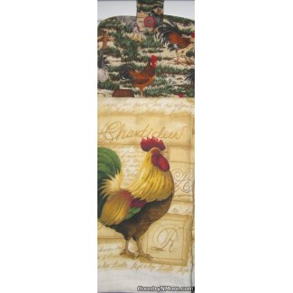 roosters chickens oven door towel