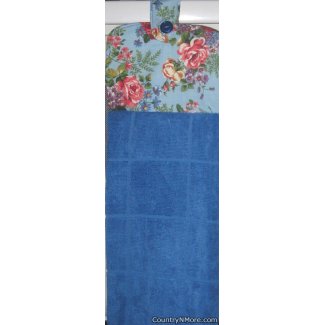 rose floral blue oven door towel