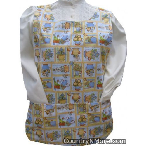 flower pots birds cobbler apron