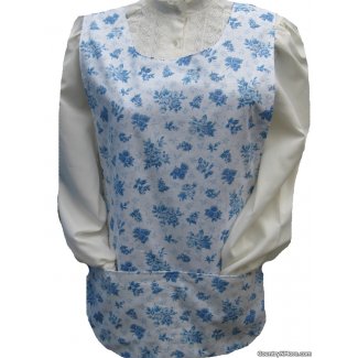 blue rose floral cobbler apron