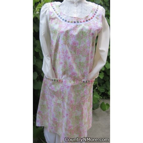 pink floral vintage canning apron