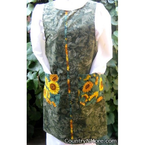 green leaves sunflower canning apron