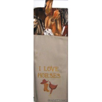 embroidered love horses country oven door towel