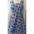 roses blue vintage apron