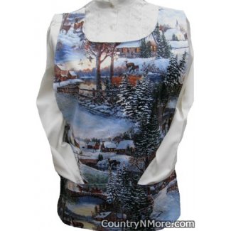 winter scene christmas country town cobbler apron lg xl