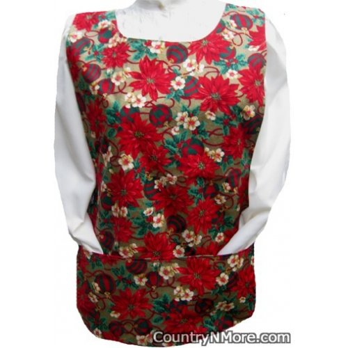 christmas poinsettia winter town scene cobbler apron