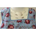 roses blue vintage apron