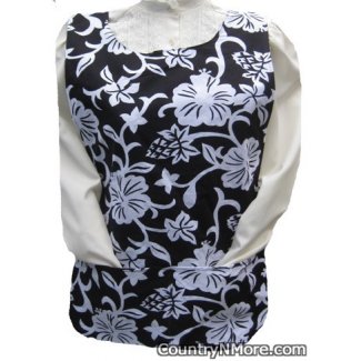 black white floral cobbler apron 1610