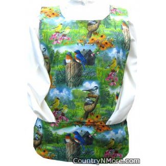 birds garden flower painting cobbler apron