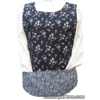 black white flower cobbler apron