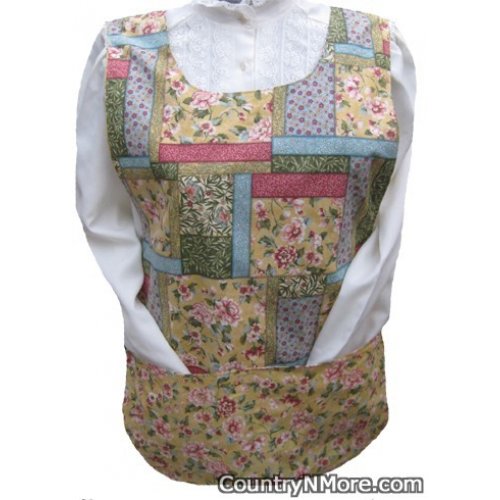 vintage look flowers yellow cobbler apron