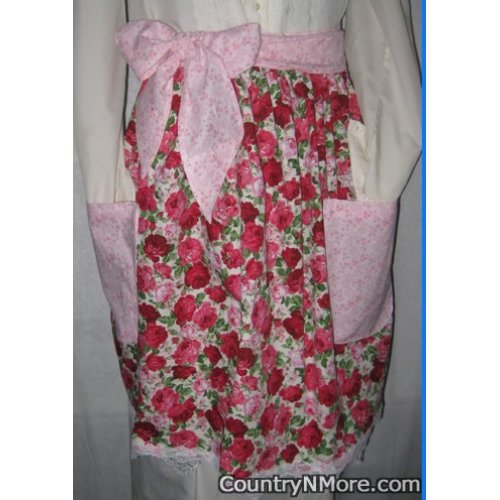 pretty rose floral vintage waist apron