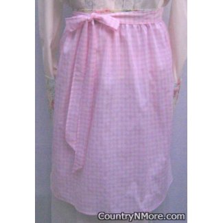 vintage pink gingham floral waist apron