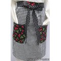 cherries plaid vintage waist apron