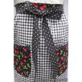 cherries plaid vintage waist apron