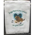 paw prints embroidered kitchen tea towel