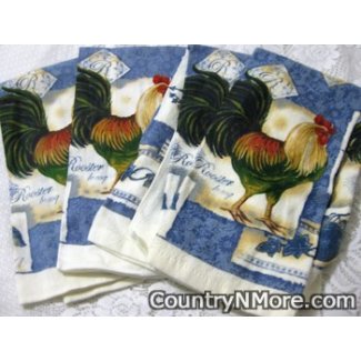 set 4 rooster kitchen tea towels debra