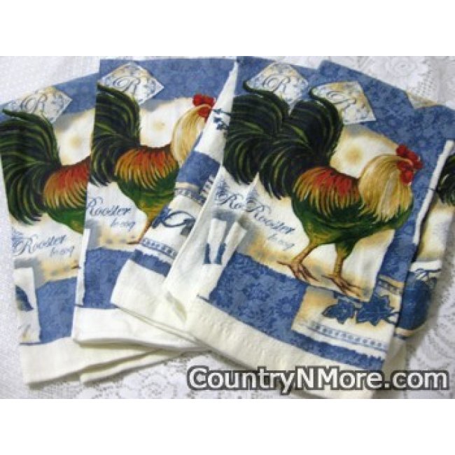 Set of 4 Roosters Kitchen Towels