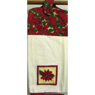 sparkly poinsettia oven door towel 1689