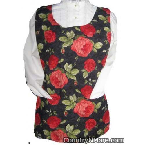 roses poinsettia reversible cobbler apron lg xl