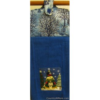 tree sale snowman snow scene oven door towel 1