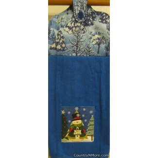 tree sale snowman snow scene oven door towel 2