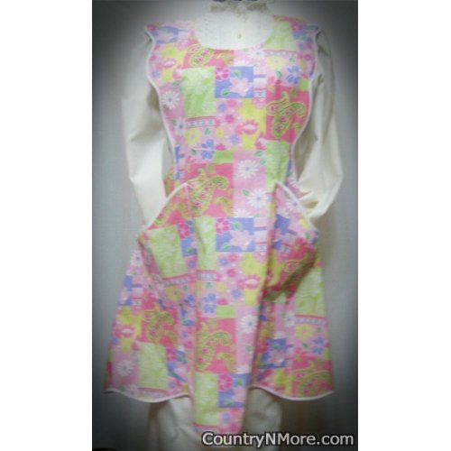 pink paisley flower daisy vintage handmade apron