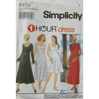 simplicity 1 hour dress scoop neck sizes 18 24