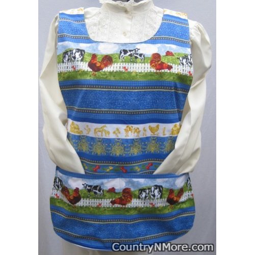 gorgeous country rooster revrsible cobbler apron lg xl