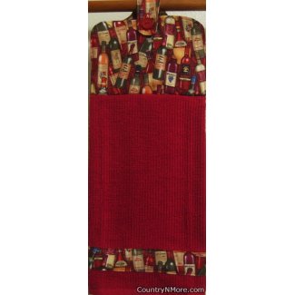 bottle wine red oven door kitchen tea towel